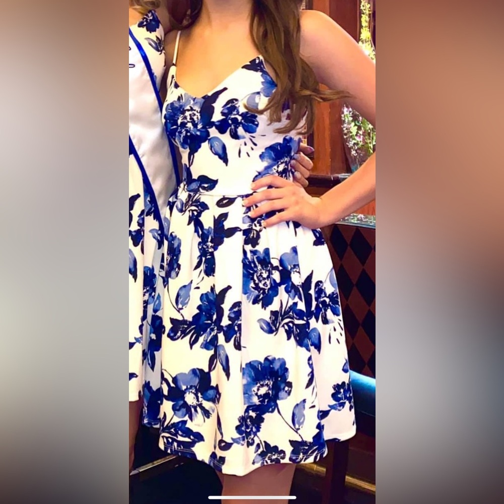 Monteau Blue and White Sleeveless Sundress